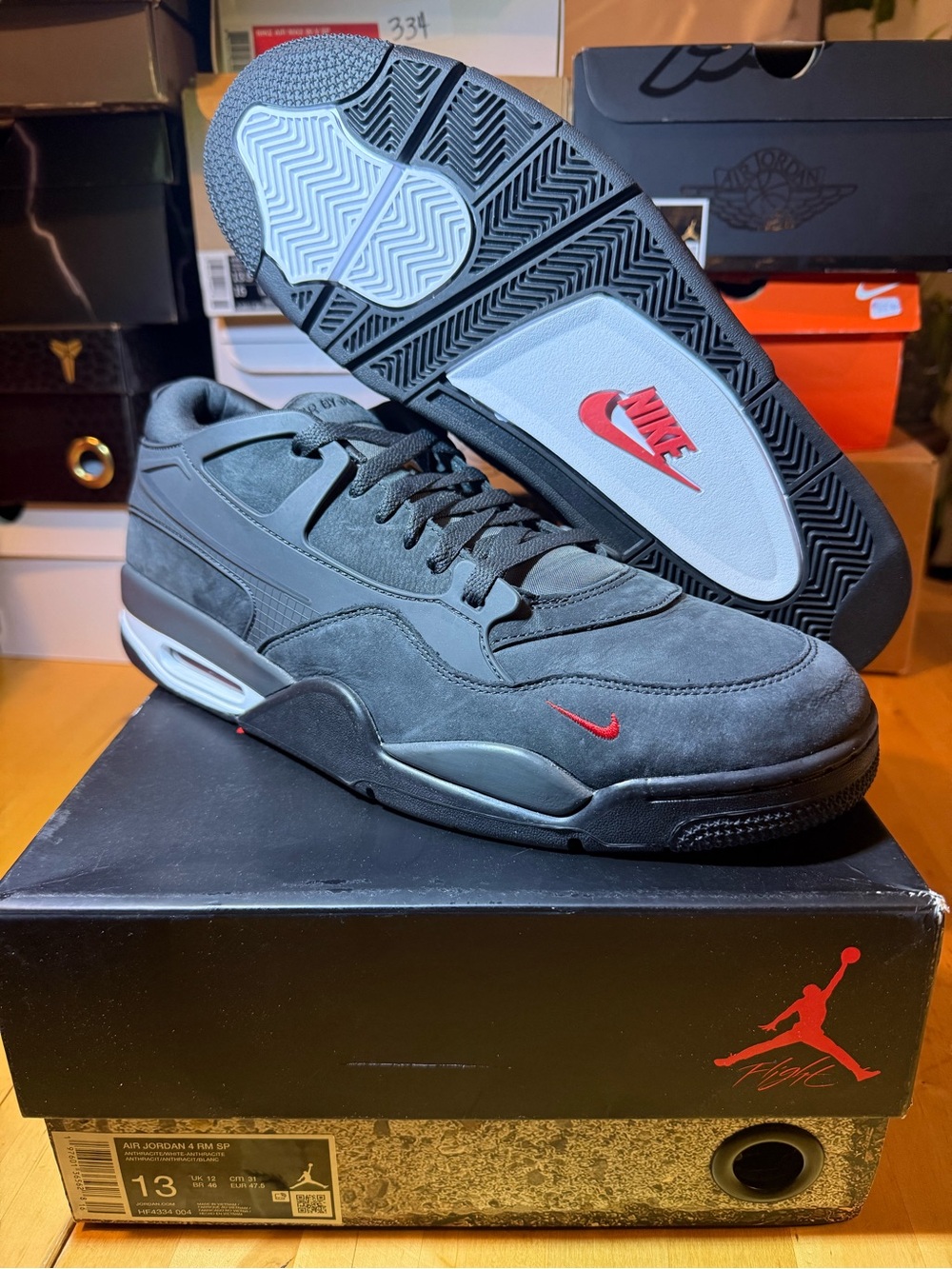 Jordan Men’s Low-Top Sneakers in Dark Gray with Red Accents